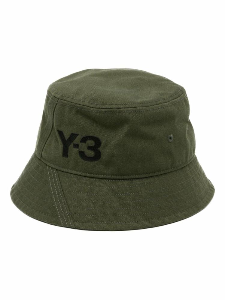 Y-3 logo-print decorative-stitching bucket hat - Green Cover