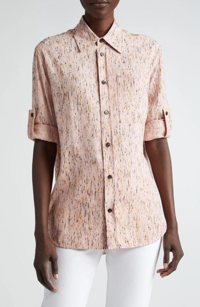 Bottega Veneta Textured Button-Up Shirt in Pink/Yellow/Black Cover