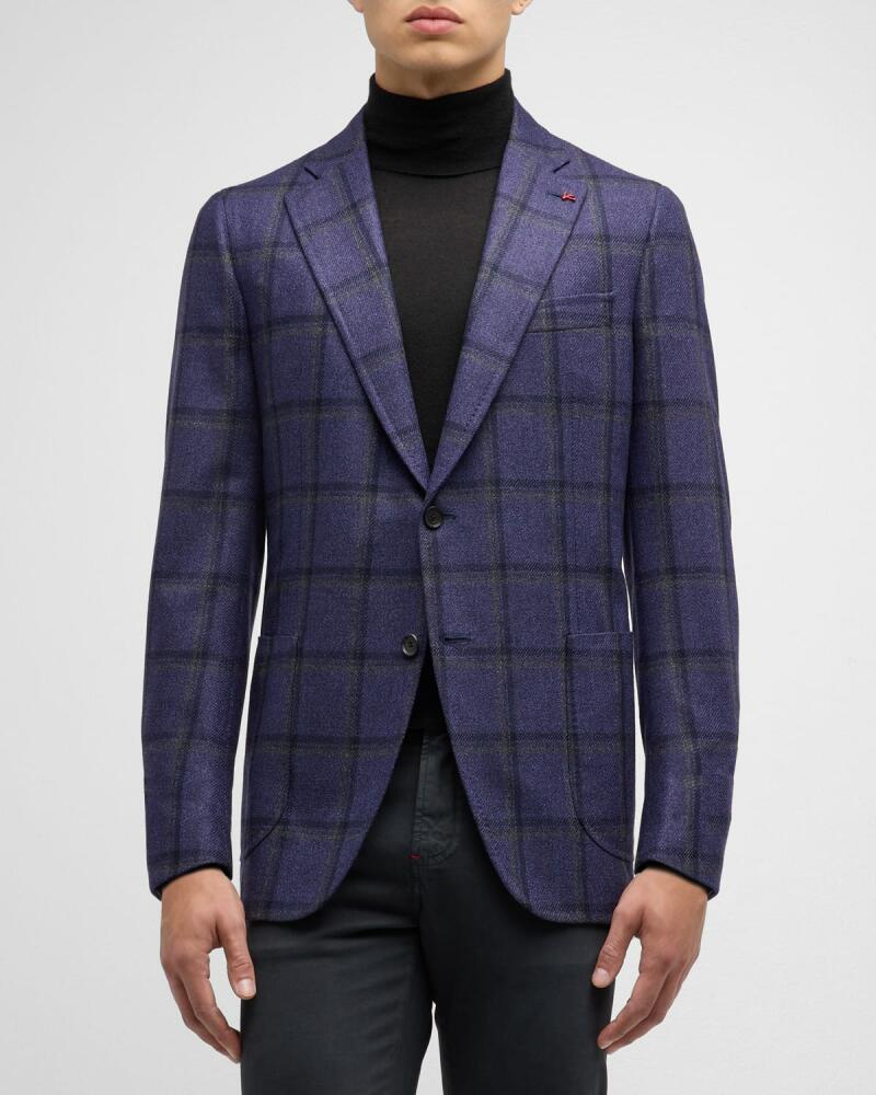 Isaia Men's Windowpane Sport Coat Cover