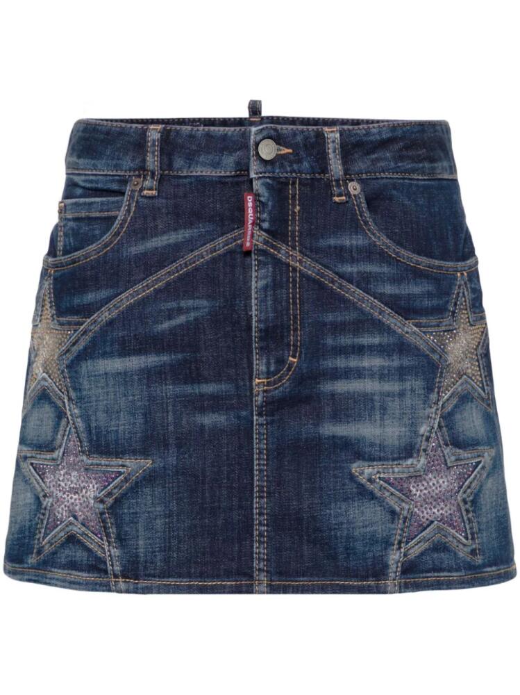 DSQUARED2 star-studded denim miniskirt - Blue Cover