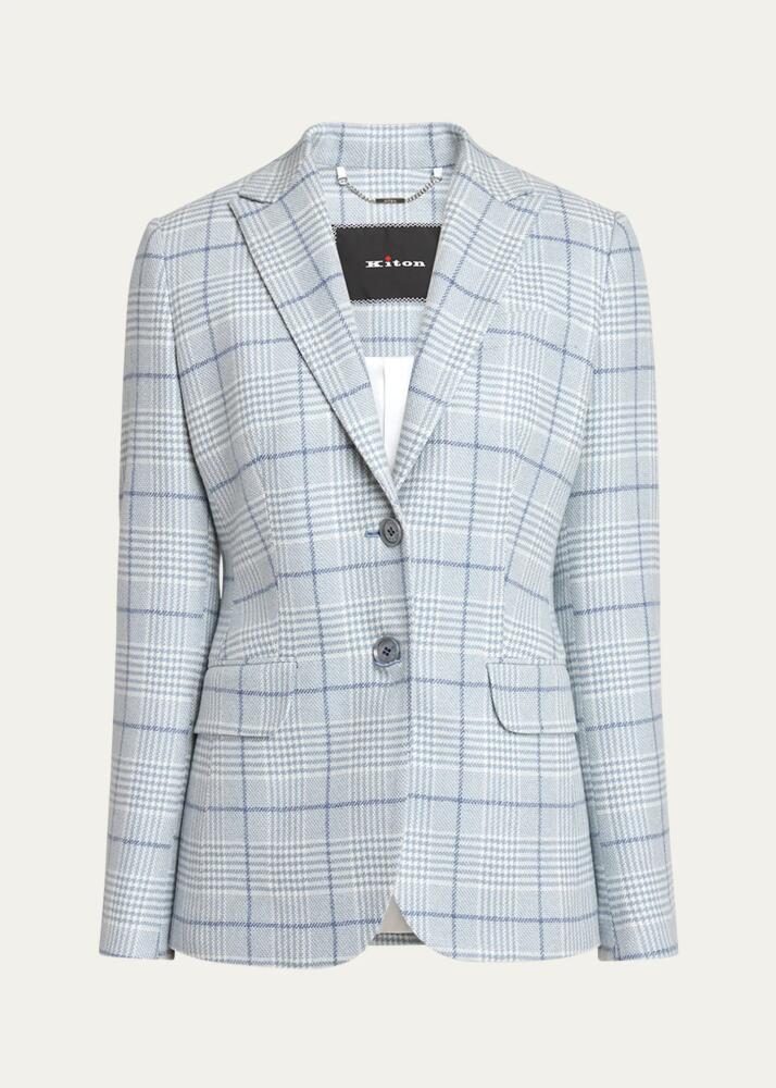 Kiton Plaid Two-Button Cashmere Blazer Cover