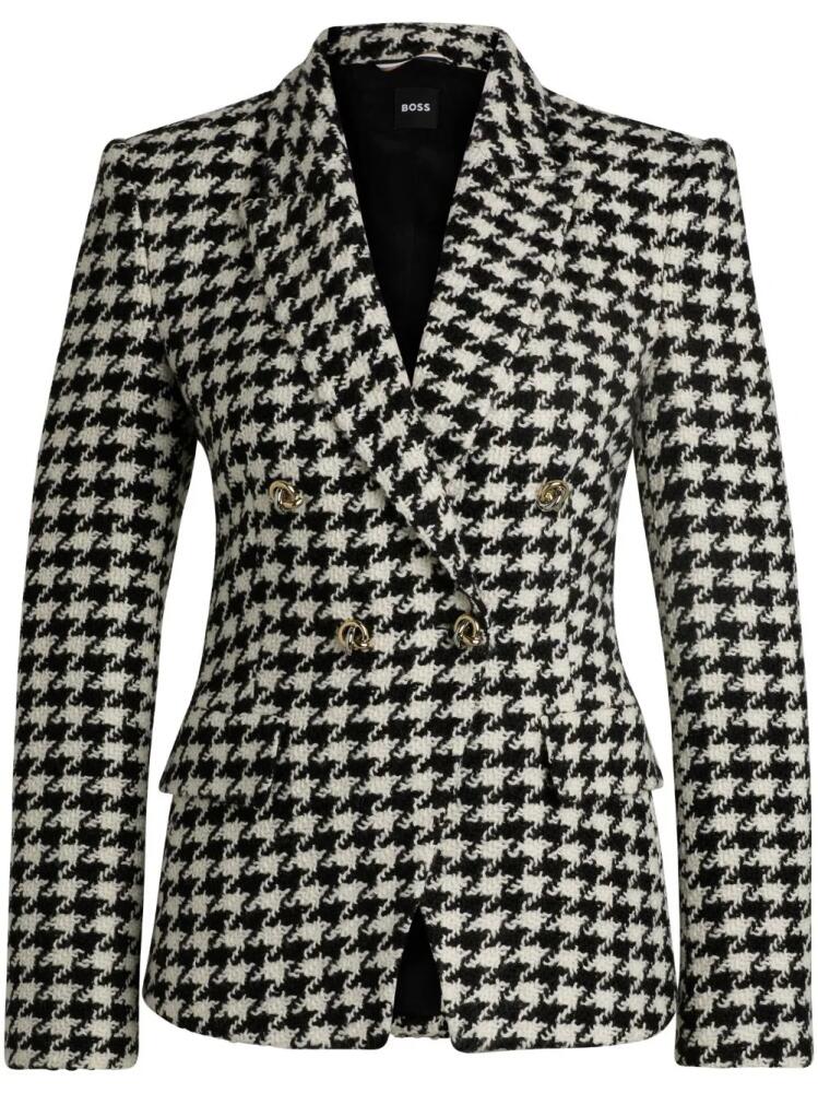 BOSS houndstooth-pattern blazer - Black Cover