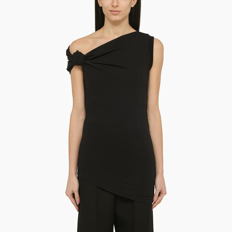 Alexander McQueen Asymmetric black viscose tank top Cover