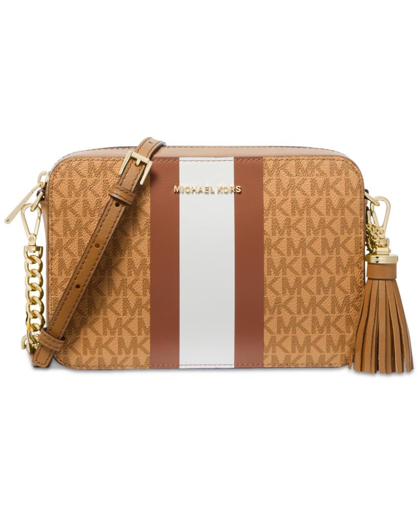 Michael Michael Kors Logo Jet Set Small Camera Crossbody - Pale Peanut/chestnut/luggage Cover