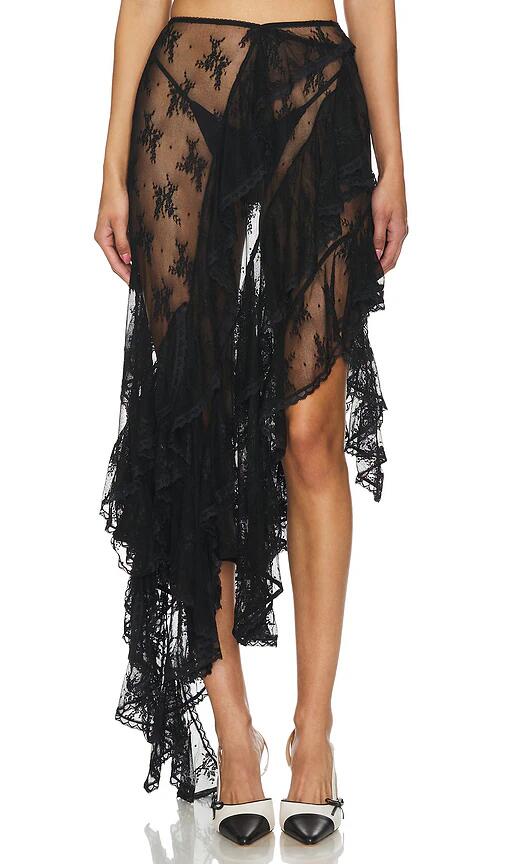 Yuhan Wang Lace Ruffled Skirt in Black Cover