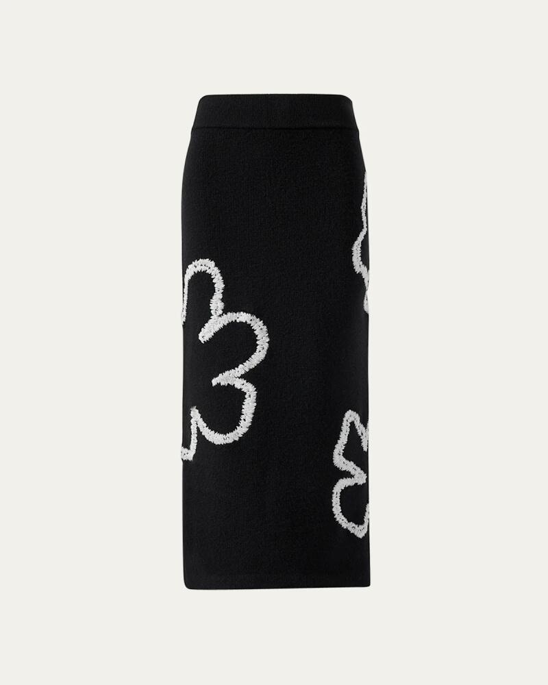 Carolina Herrera Floral Embroidered Knit Midi Skirt Cover