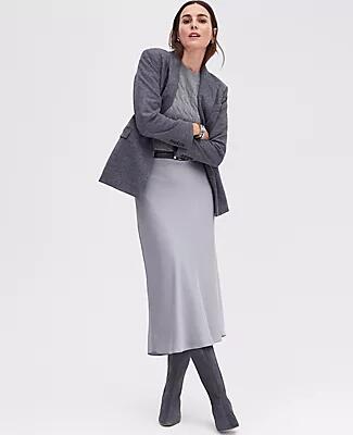 Ann Taylor Satin Bias Midi Slip Skirt Cover