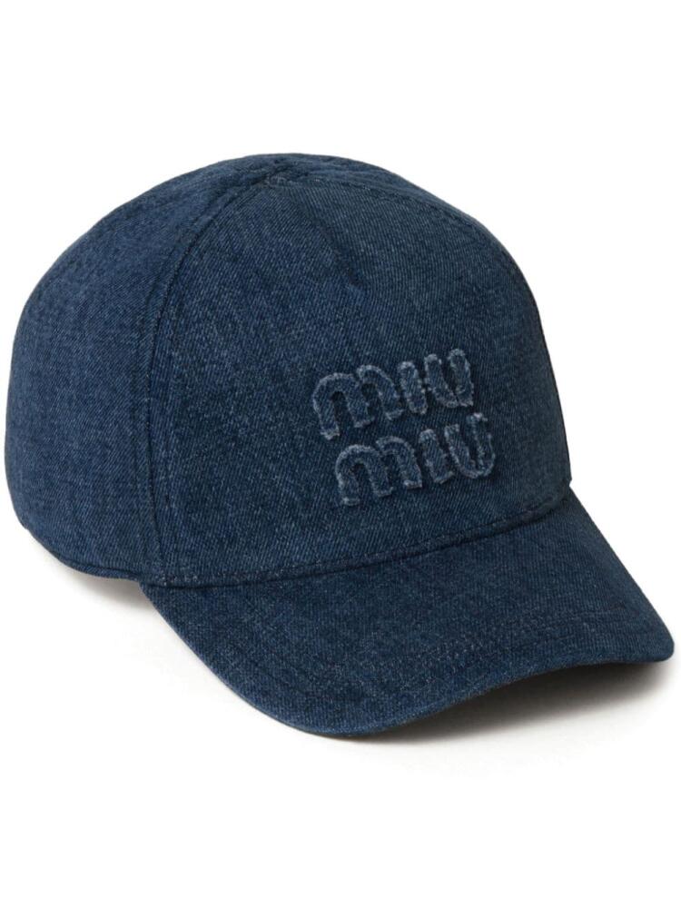 Miu Miu logo-embroidered denim cap - Blue Cover