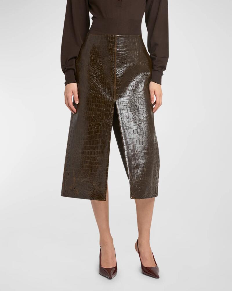 Stella McCartney Altermat Croc-Embossed Midi Skirt Cover