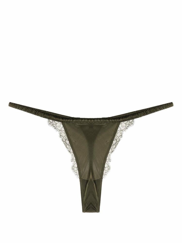 Maison Close lace-trim detail thong - Green Cover