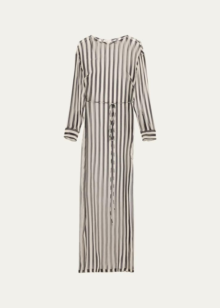 Dries Van Noten Duzcos Long Stripe Silk Dress Cover