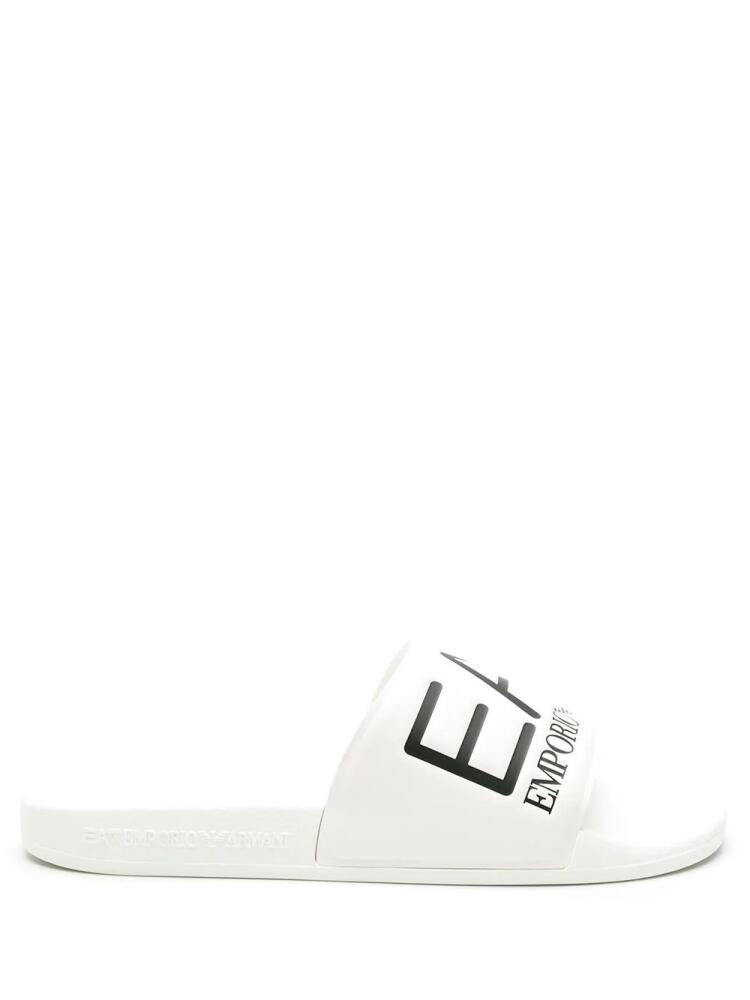 Ea7 Emporio Armani logo-embossed faux-leather slides - White Cover