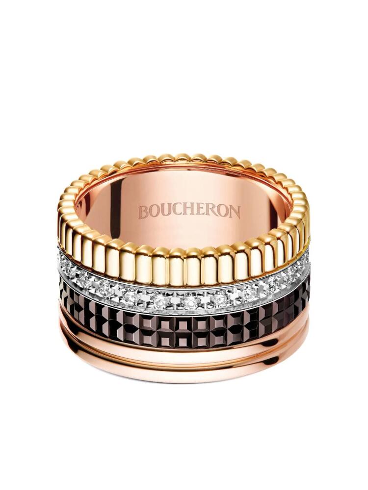 Boucheron 18kt yellow, rose, and white gold Diamond Quatre Classique large ring Cover