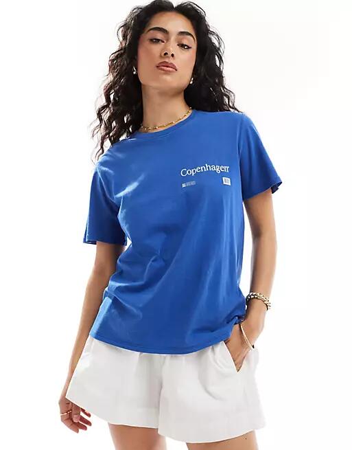 Cotton On oversized T-shirt with retro Copenhagen graphic in blue Cover