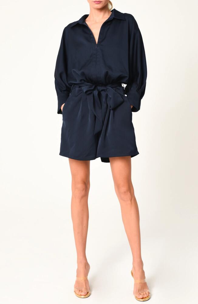 CIEBON Emery Tie Waist Satin Romper in Navy Cover