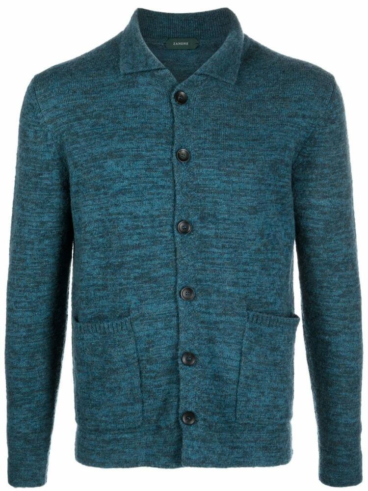 Zanone fine knit collared cardigan - Blue Cover