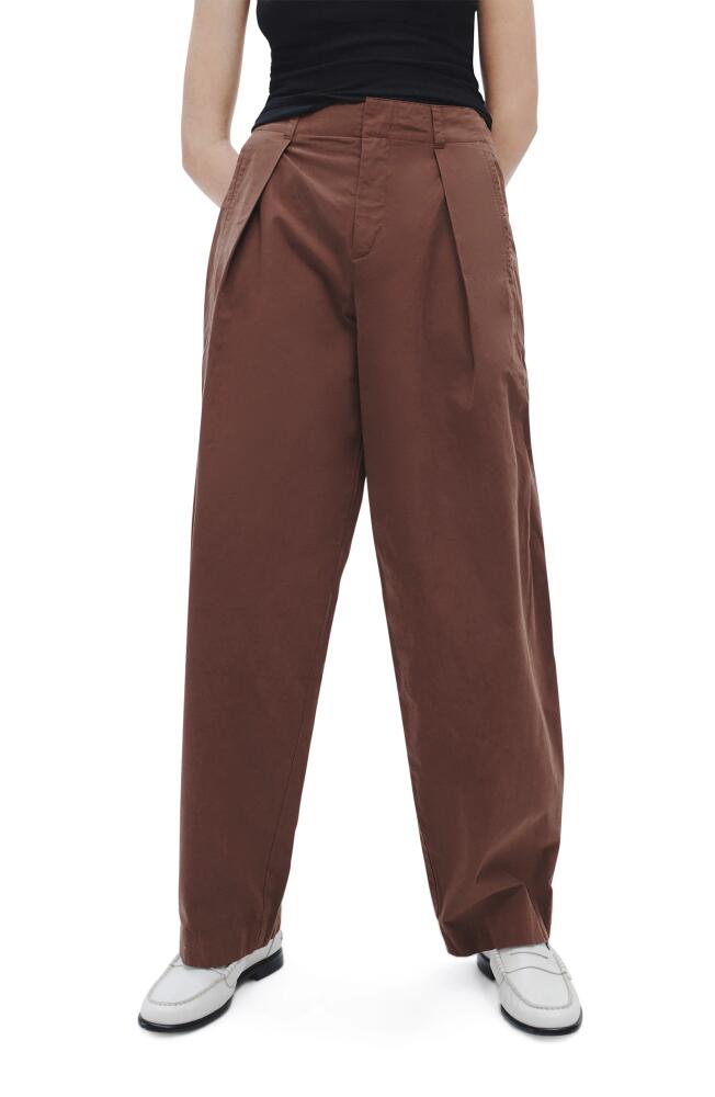 rag & bone Donovan Pleated Cotton Twill Wide Leg Pants in Brown Cover