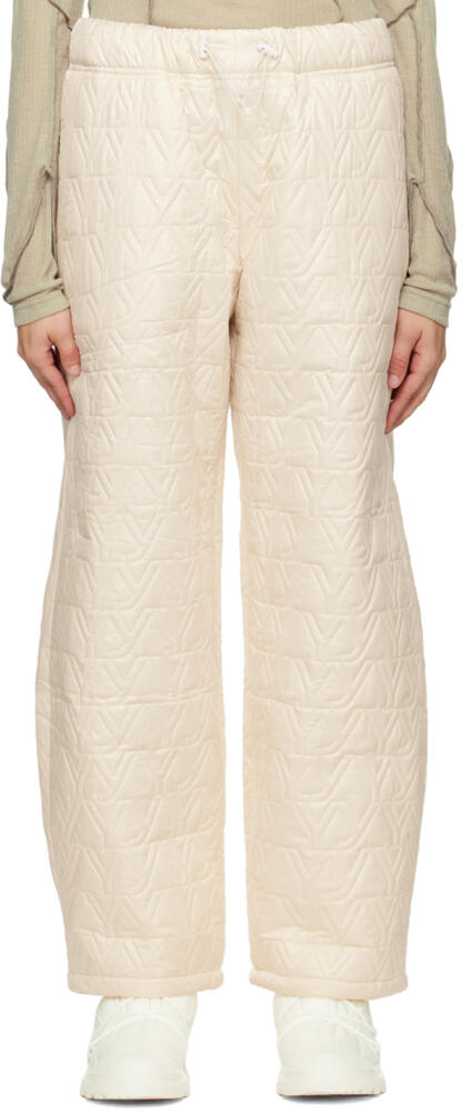 OPEN YY Beige 'YY' Quilted Trousers Cover