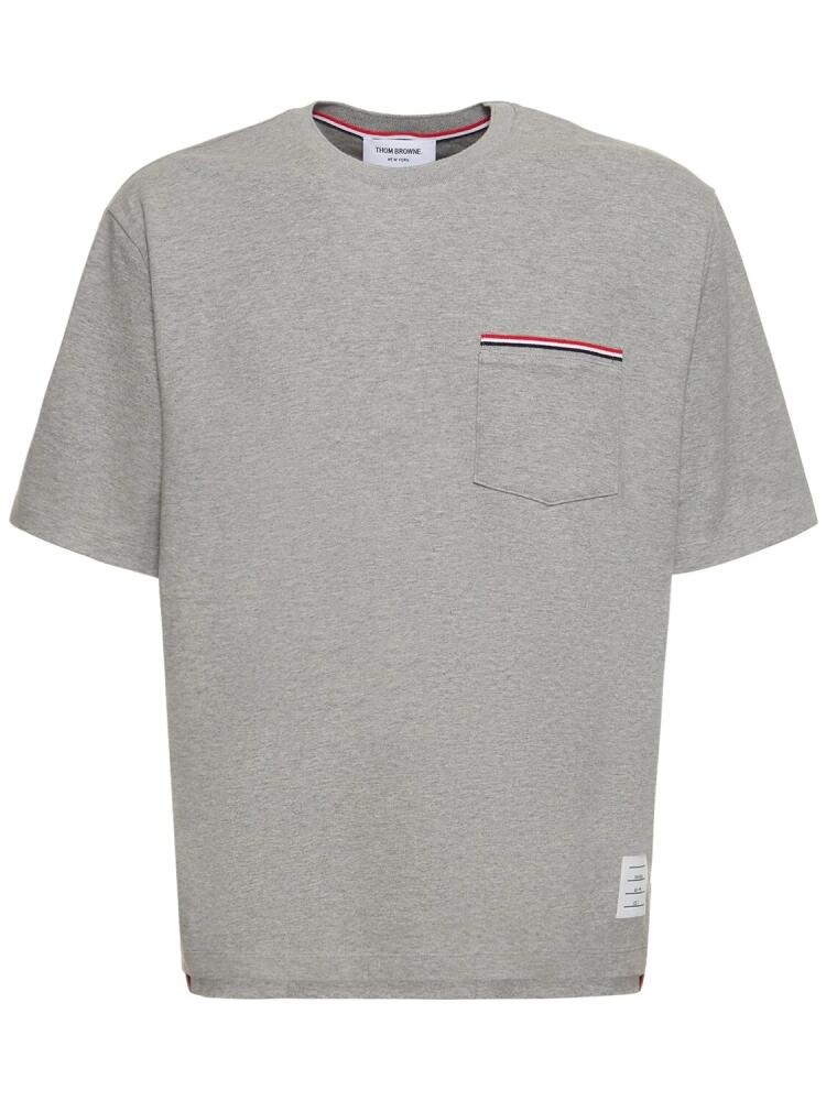 THOM BROWNE Cotton Jersey T-shirt With Striped Trim Cover