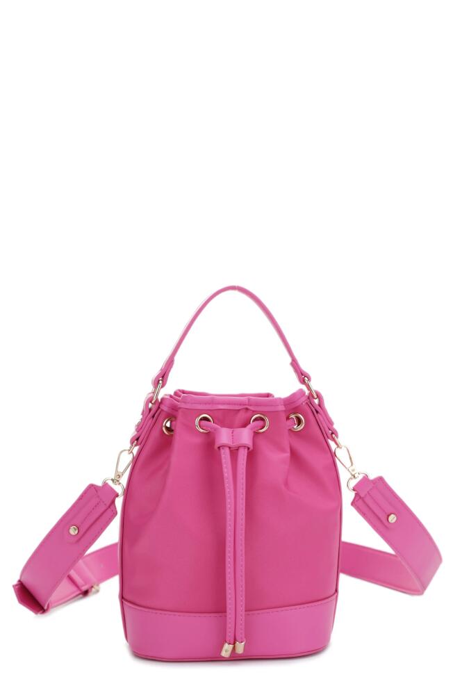 Mali + Lili Ella Nylon & Vegan Leather Bucket Bag in Fuchsia Cover