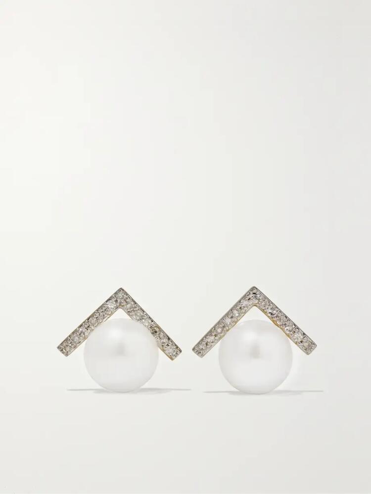 Mateo - 14-karat Gold, Diamond And Pearl Earrings - One size Cover