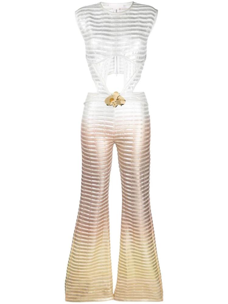 Genny ombré laminated-print jumpsuit - White Cover