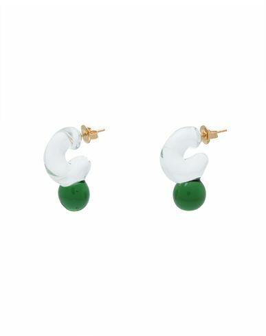 Levens Jewels Drop Mini Hoops Woman Earrings Green Borosilicate glass, Brass Cover