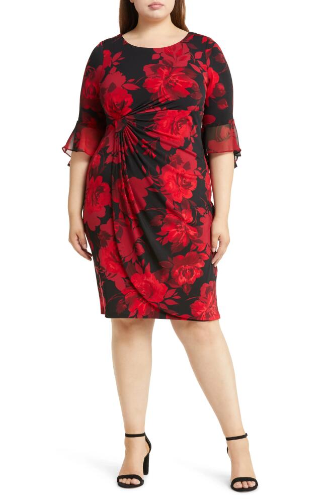 Connected Apparel Ity Faux Wrap Dress in Red Cover