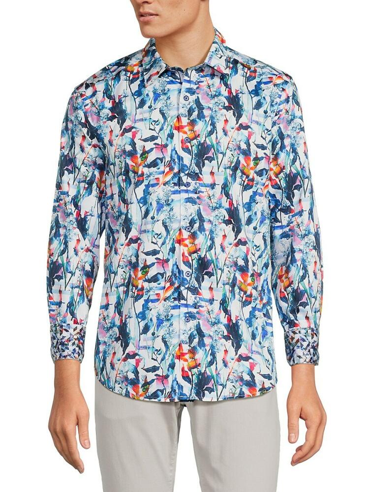 Robert Graham Men's Drayton Classic Fit Leaf Print Shirt - Blue Multi Cover