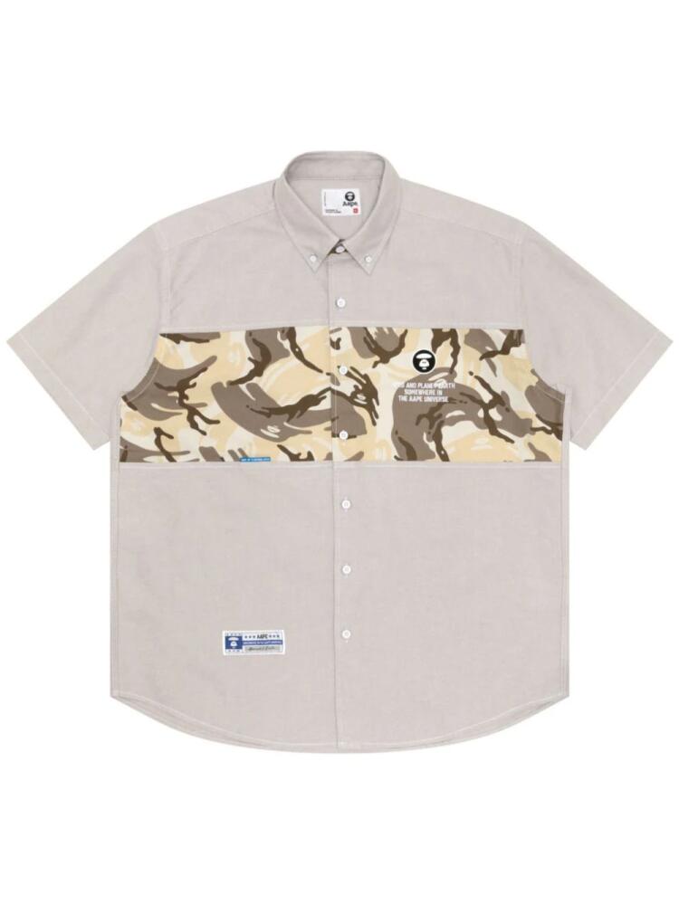 AAPE BY *A BATHING APE® camouflage-panel cotton shirt - Neutrals Cover