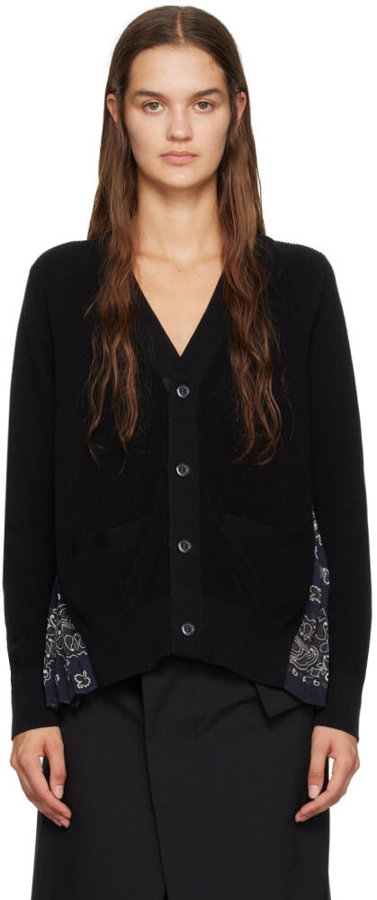 sacai Black Paneled Cardigan Cover