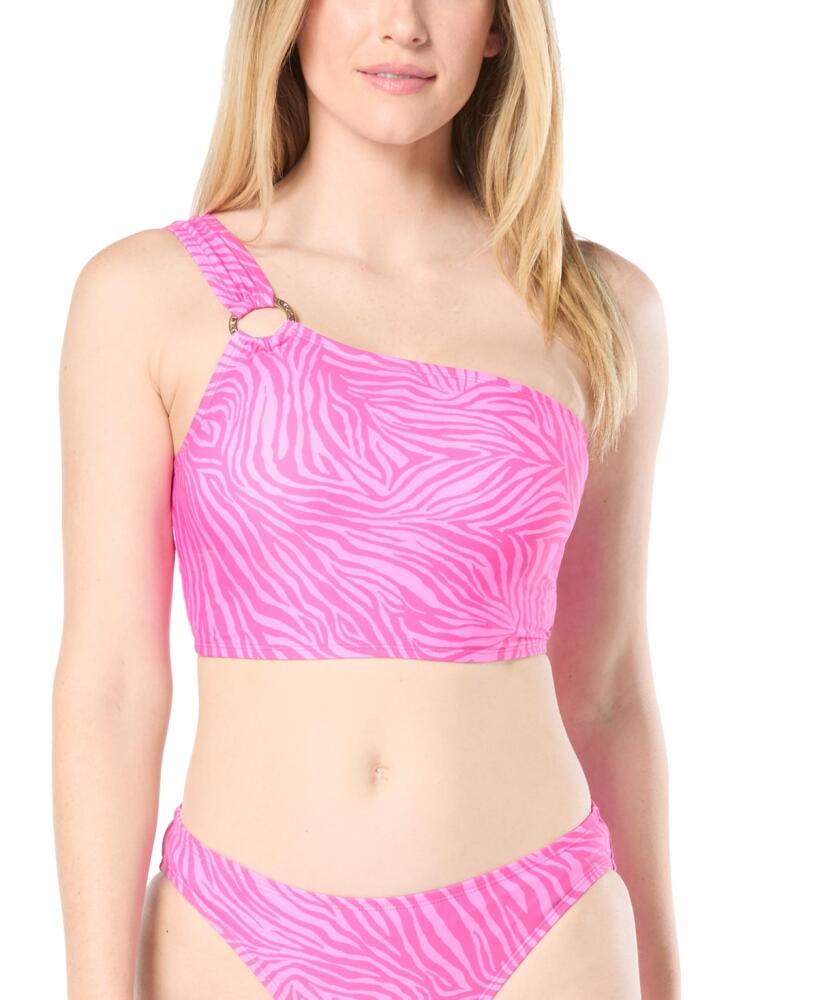 Michael Michael Kors Women's One-Shoulder O-Ring Bikini Top - Pink Cover