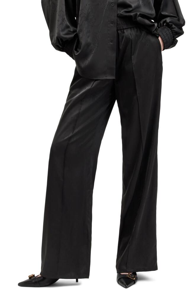 AllSaints Charli Jacquard Wide Leg Pants in Black Cover