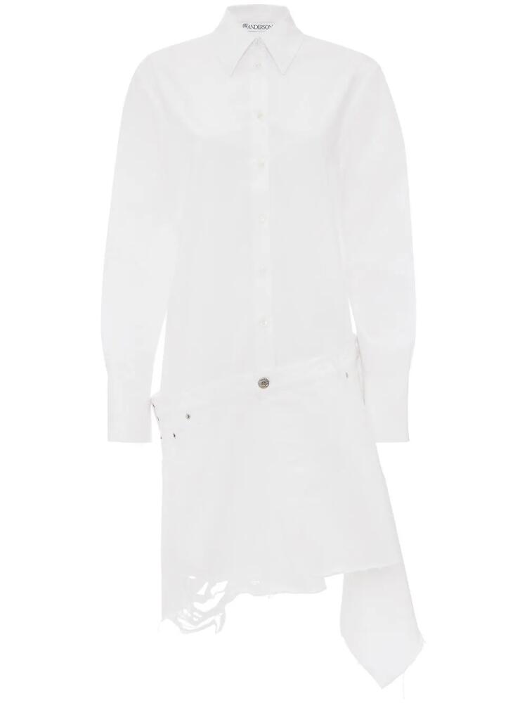 JW Anderson distressed-finish asymmetric shirtdress - White Cover