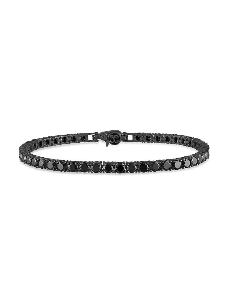 Esquire Men's Black Ruthenium Plated Sterling Silver & Black Spinel Tennis Bracelet Cover