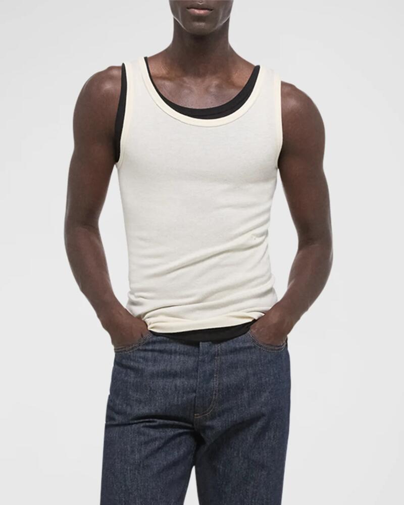 Helmut Lang Men's Black Soft Cotton Rib Tank Top Cover