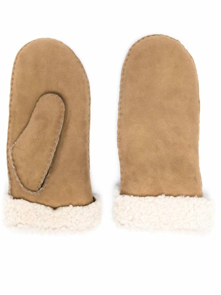 ISABEL MARANT shearling-trim mittens - Neutrals Cover