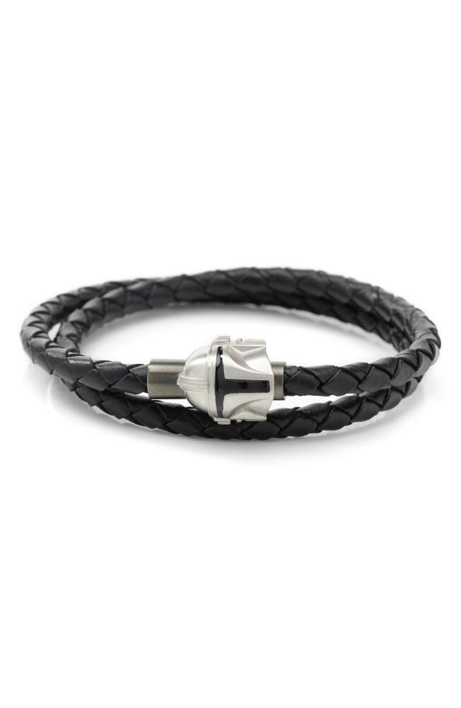 Cufflinks, Inc. Mandalorian Braided Leather Wrap Bracelet in Silver Cover