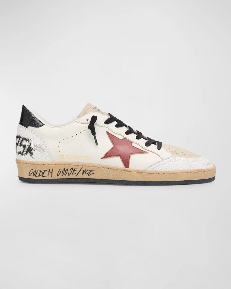 Golden Goose Men's Ballstar Crackle-Heel Leather Low-Top Sneakers Cover