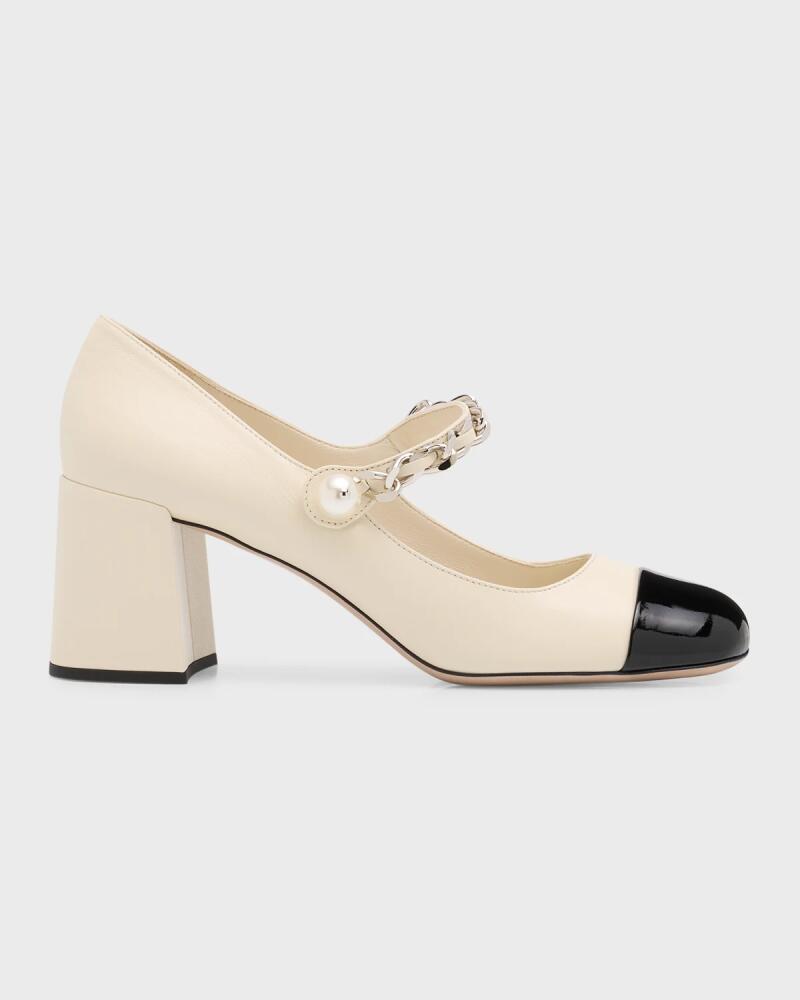 Miu Miu Bicolor Leather Mary Jane Pumps Cover