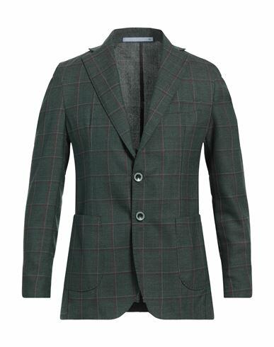 Herman & Sons Man Blazer Dark green Wool, Silk Cover