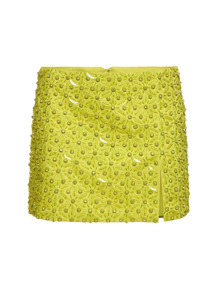 DES PHEMMES Embroidered Cotton Satin Mini Skirt Cover