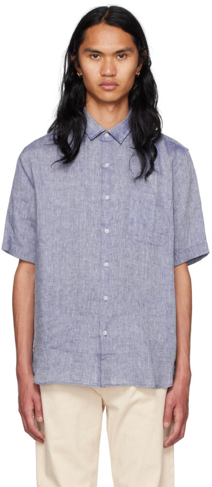 Sunspel Blue Spread Collar Shirt Cover