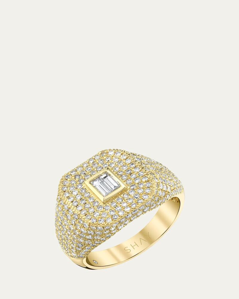 SHAY 18K Yellow Gold Pave Baguette Diamond Champion Ring, Size 6.5 Cover