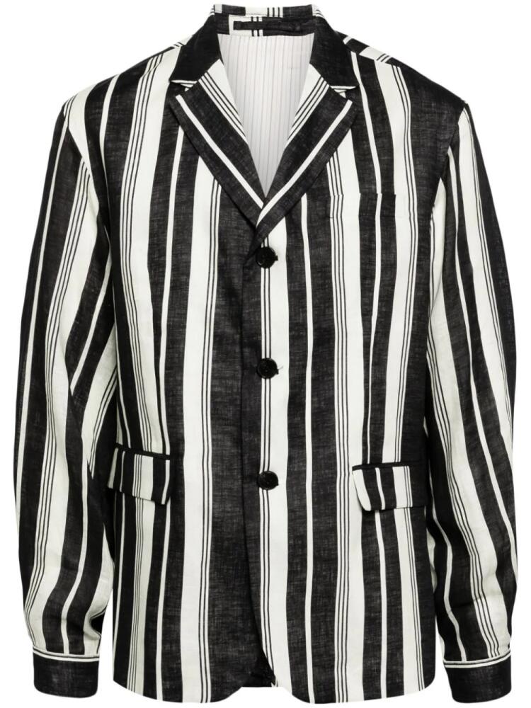 CROQUIS vertical-pattern linen blazer - Black Cover