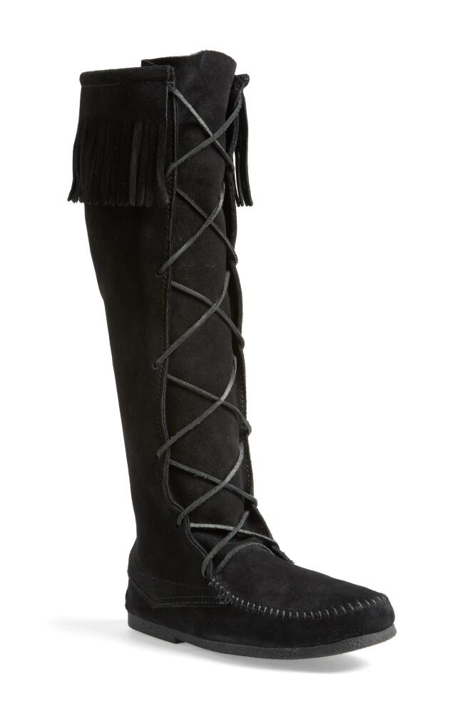 Minnetonka Knee High Boot in Black Suede Cover