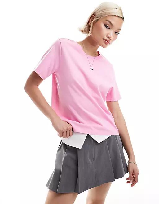 Monki short sleeve t-shirt in pink Cover