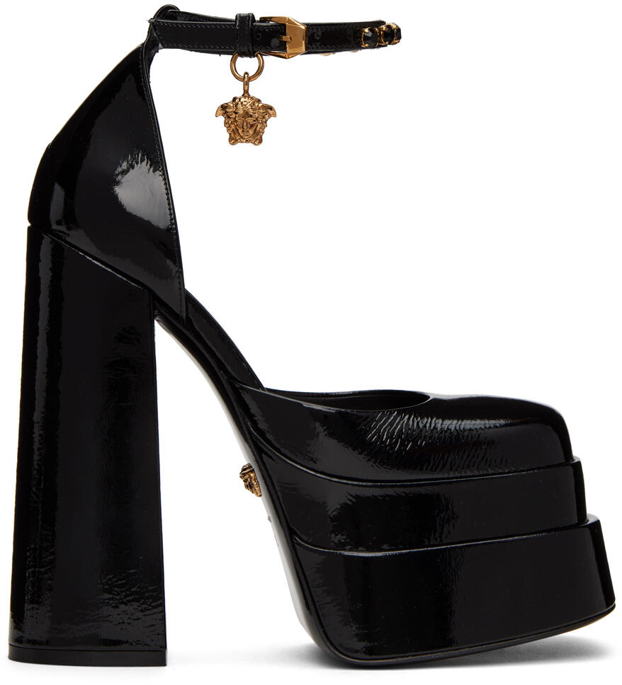 Versace Black Aevitas Platform Heels Cover