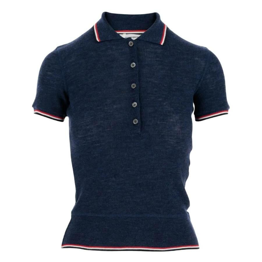 Thom Browne Dark Blue Short Sleeve Rib Polo Shirt Cover