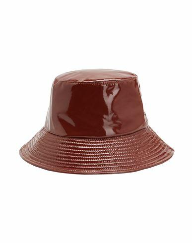 8 By Yoox Patent Bucket Hat Hat Brick red Polyester, Elastane Cover